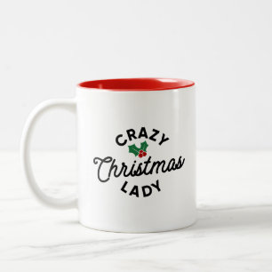 Crazy Christmas Lady Zweifarbige Tasse
