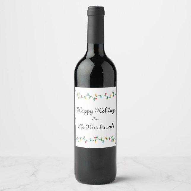 Crazy Christmas Light Wine Flasche Label #HolidayZ Weinetikett (Vorderseite)