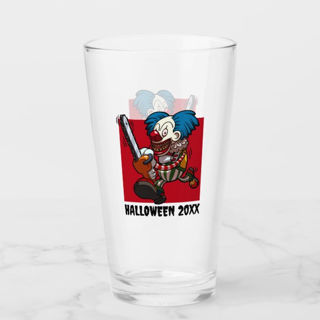Crazy Clown Add The Year Halloween Party Cartoon Glas (Vorderseite)