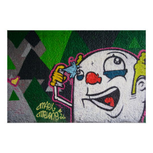 Crazy Clown mit Spray Can Graffiti Poster