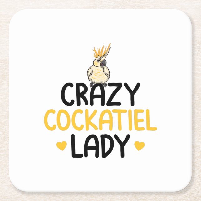 Crazy Cockatiel Lady - Cockatiels Rechteckiger Pappuntersetzer (Vorderseite)