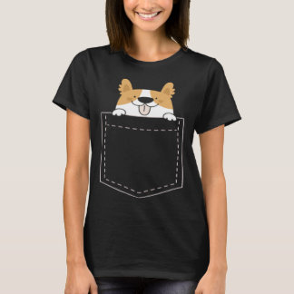 Crazy Corgi Lady Pocke T-Shirt