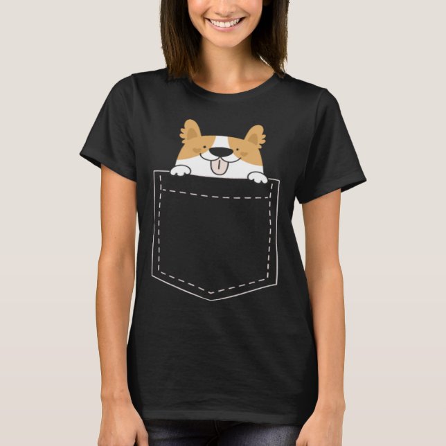 Crazy Corgi Lady Pocke T-Shirt (Vorderseite)
