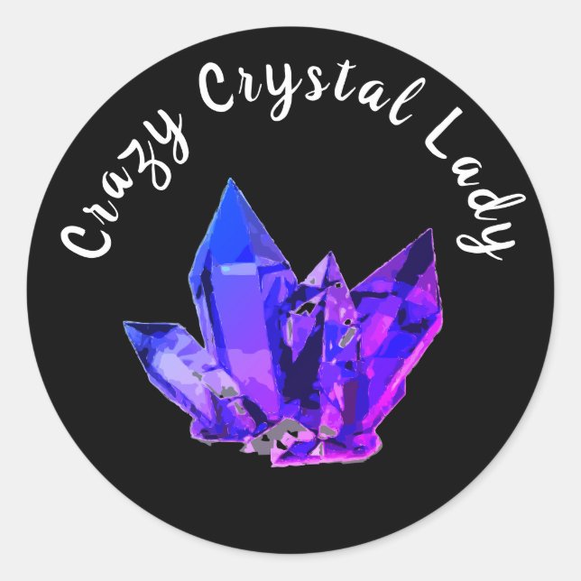Crazy Crystal Lady Black Runder Aufkleber (Vorderseite)