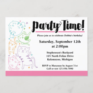 Crazy Cute Cats Anniversaire Fête Invitation perso