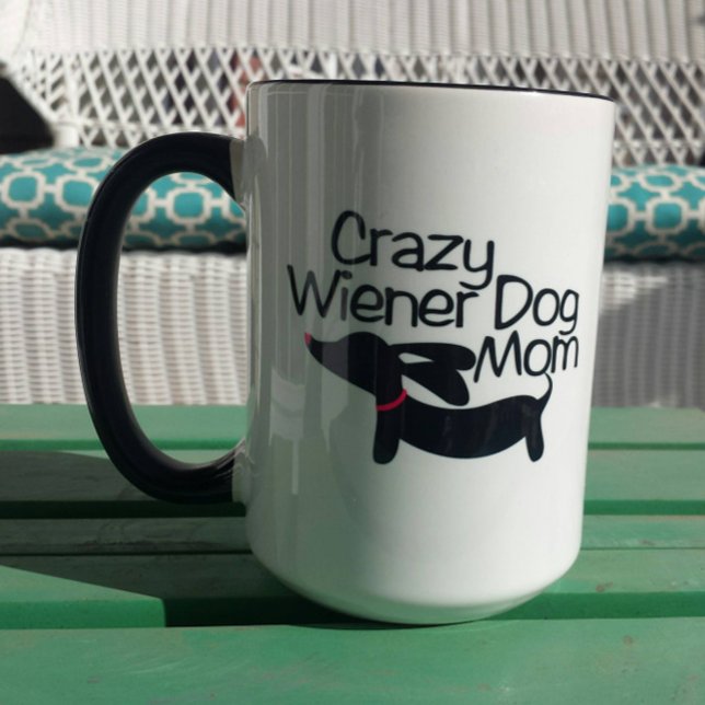 Crazy Dackel Hund Mama Dackel Kaffee Tasse (Crazy wiener dog mom mug for dachshund lovers! Sip coffee while petting a doxie.)