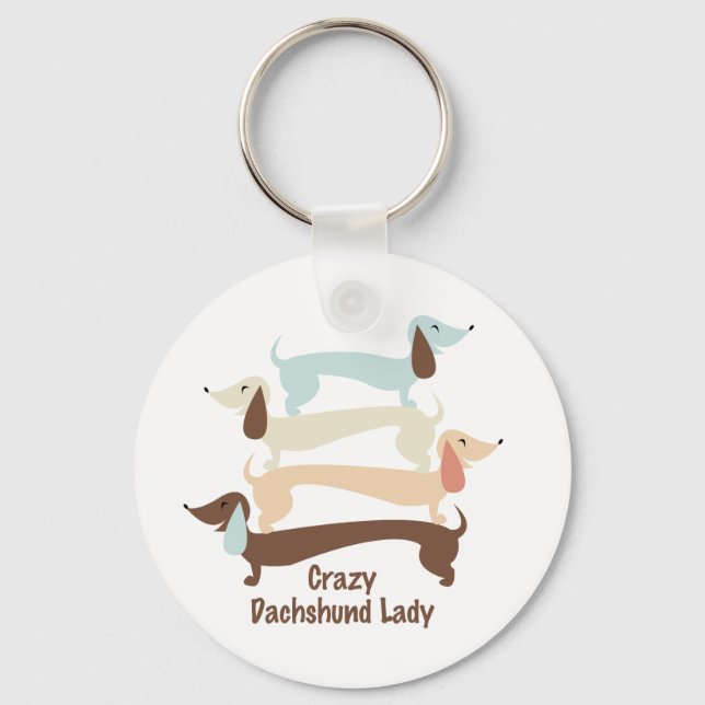 Crazy Dackel Lady Schlüsselanhänger (Vorderseite)