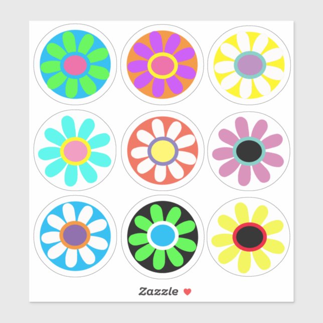 Crazy Daisies, Pop Art, Aufkleber (Blatt)