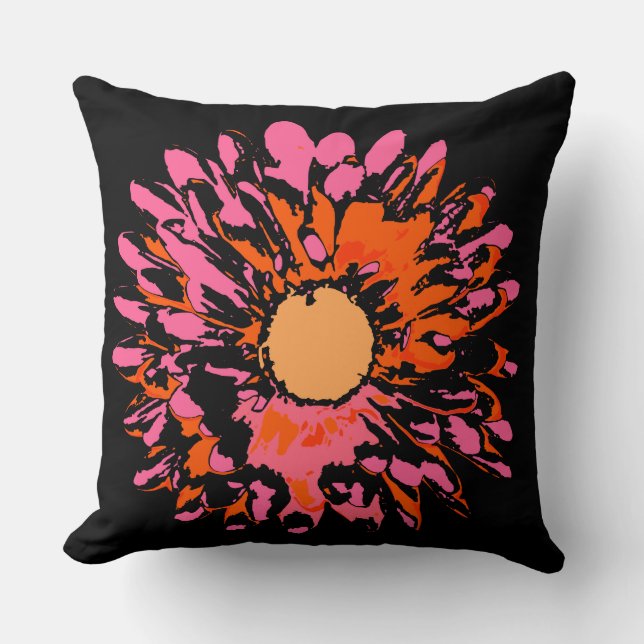 CRAZY DAISY Pink Orange Cool Modern Throw Kissen (Vorderseite)