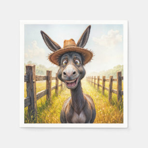 Crazy Donkey trägt einen Strohhut Serviette