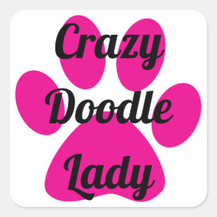 Crazy Doodle Lady Quadratischer Aufkleber