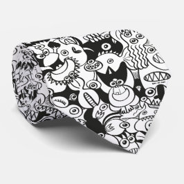 Crazy Doodles, die sich in einem nahtlosen Muster- Krawatte