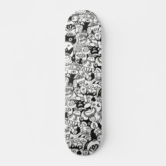 Crazy Doodles, die sich in einem nahtlosen Muster- Skateboard (Vorne)