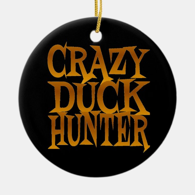 Crazy Duck Hunter in Gold Keramik Ornament (Vorne)