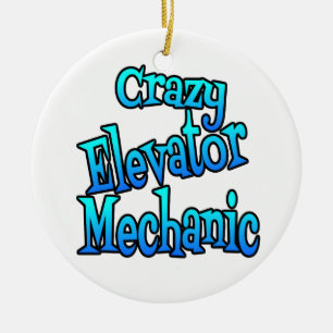 Crazy Elevator Mechanic Keramik Ornament
