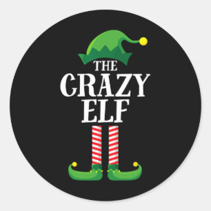 Crazy Elf Matching Family Group Weihnachts-Party Runder Aufkleber