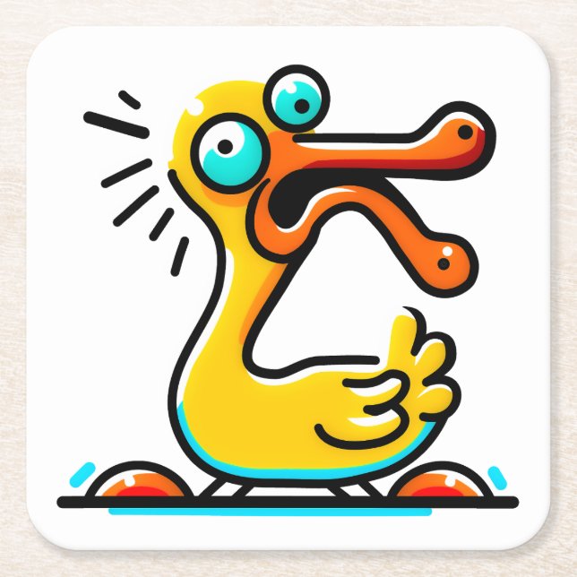 Crazy Ente  Rechteckiger Pappuntersetzer (Vorderseite)