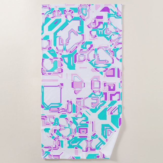 crazy fantasy maps white and aqua strandtuch (Vorderseite)