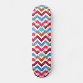 Crazy farbenfrohe Zickzack Streifen Zig Zags Pink  Skateboard