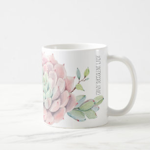 Crazy femme succulent mug rose succulents et nom 