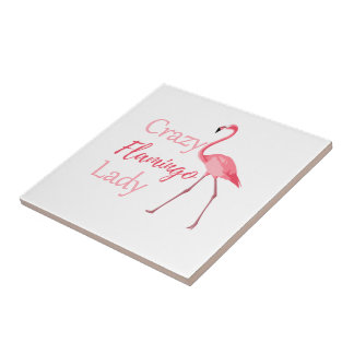 Crazy Flamingo Lady Funny Flamingo Fliese