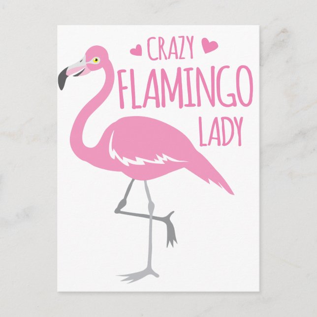 Crazy Flamingo lady Postkarte (Vorderseite)