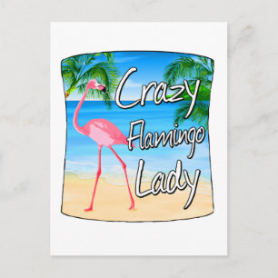 Crazy Flamingo Lady Postkarte