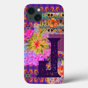 Crazy Floral Patchwork Farbige Lila Monogramm Case-Mate iPhone Hülle