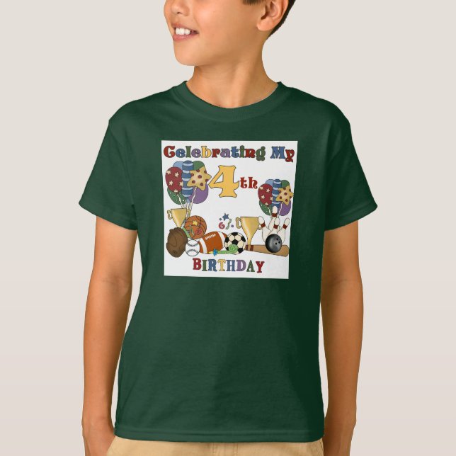 Crazy For Sports 4th Birthday T-shirts et cadeaux (Devant)