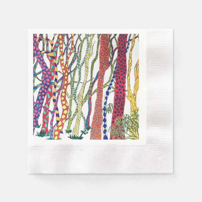 Crazy Forest glücklich bunt Serviette (Vorderseite)