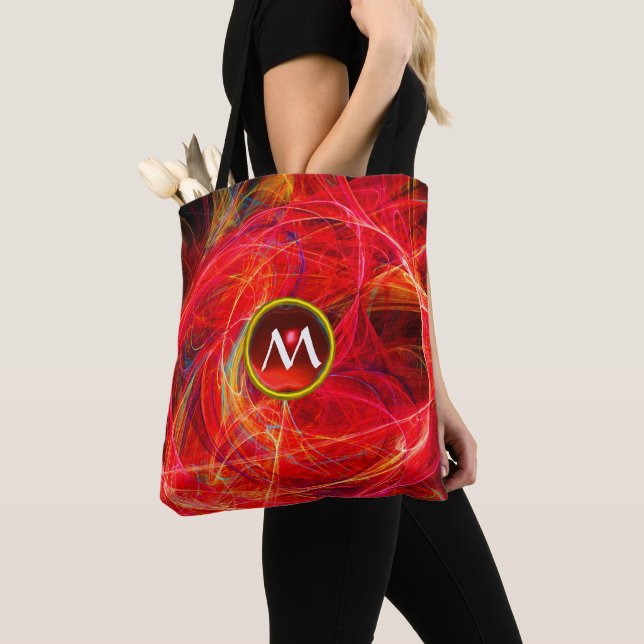 CRAZY FOTON GEM MONOGRAM Rote Orange Fraktale Tasche (Von Nahem)