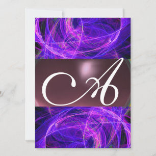 CRAZY FOTON MONOGRAMM lila Einladung