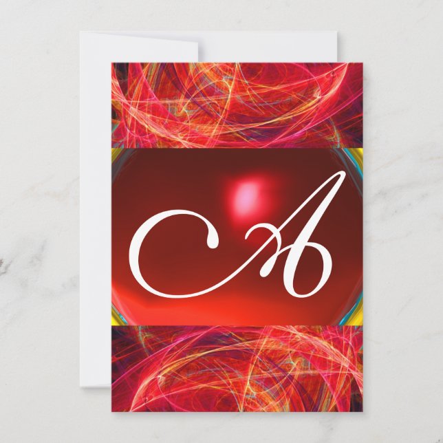 CRAZY FOTON MONOGRAMM Rot Rosa uAwg Einladung (Vorderseite)