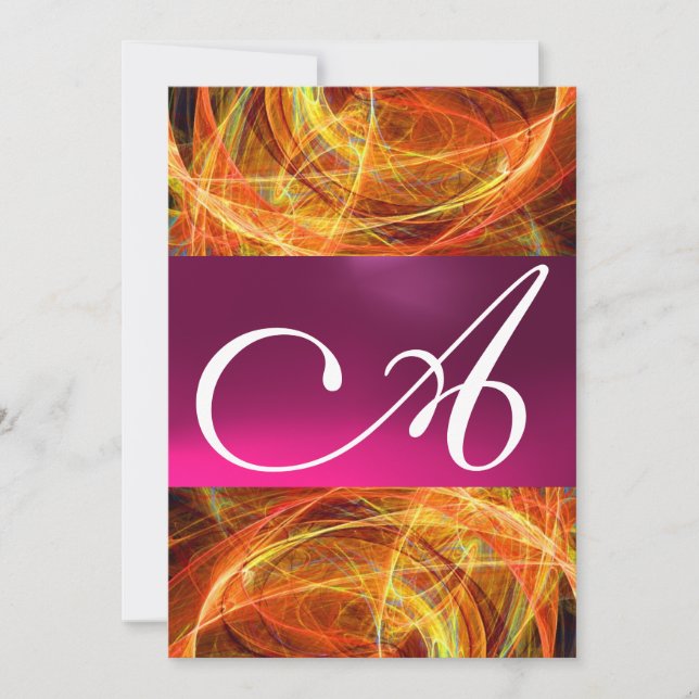 CRAZY FOTON MONOGRAMM schwarz rosa Einladung (Vorderseite)