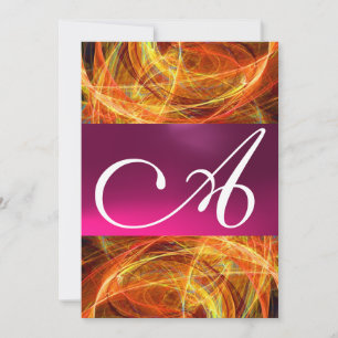 CRAZY FOTON MONOGRAMM schwarz rosa Einladung