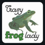 Crazy Frog Lady Frog lover gifts Quadratischer Aufkleber<br><div class="desc">Crazy Frog Lady Frog lover gifts- This design is perfect for every frog lover!</div>