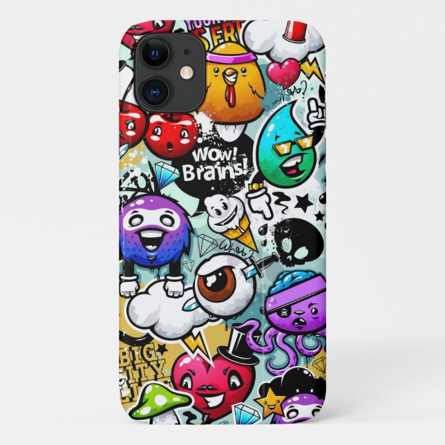 Crazy Frucht und Gemüse Graffiti Case-Mate iPhone Hülle (Rückseite)