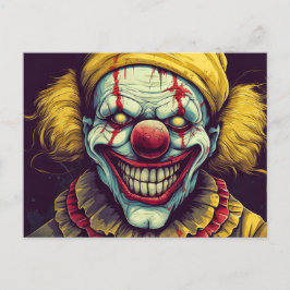 Crazy Funhouse Circus Clown Illustration Postkarte