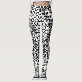 Crazy, Funky, Black and White Pattern, Cool Leggings