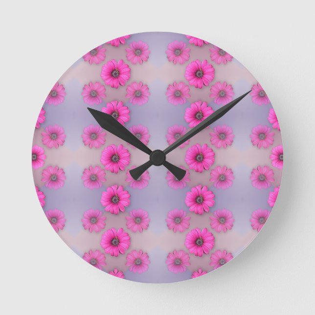 Crazy für Daisy Runde Wanduhr (Vorderseite)