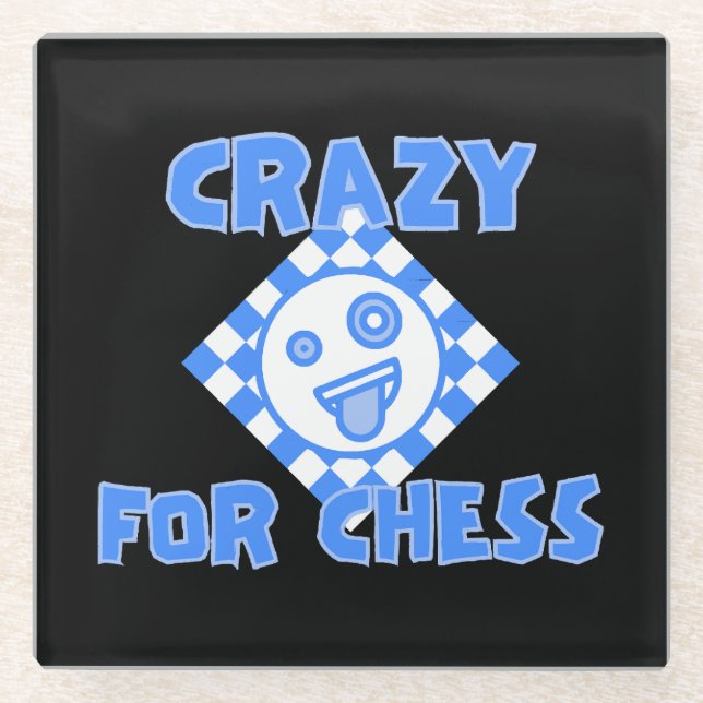 Crazy für Schach Glasuntersetzer (Vorderseite)
