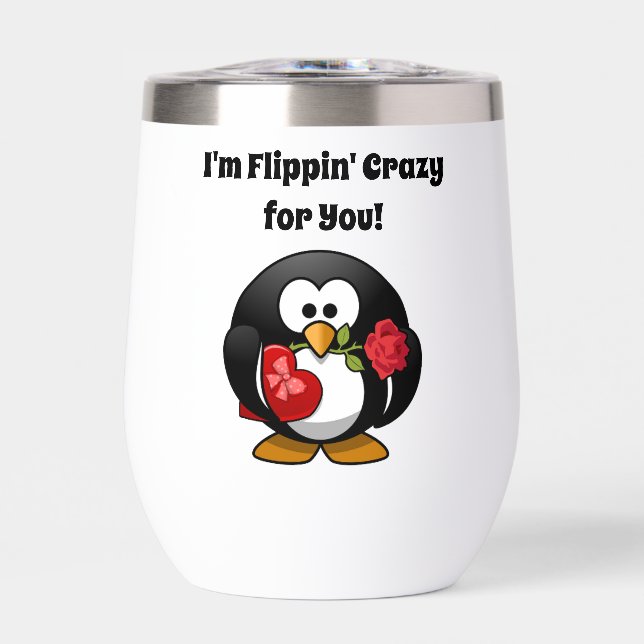 Crazy für Sie Niedlich Valentinstag Liebe Pinguin (Vorderseite)