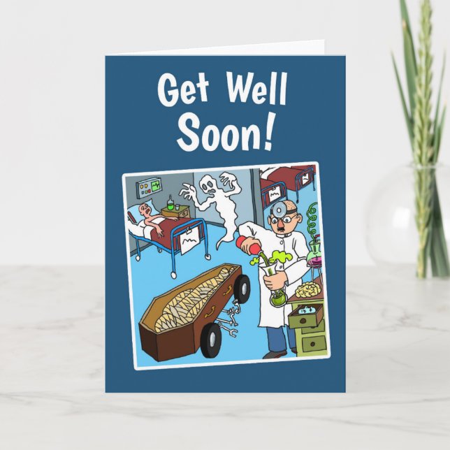 Crazy Get Well Bald Card mit weißem Umschlag Karte (Vorderseite)
