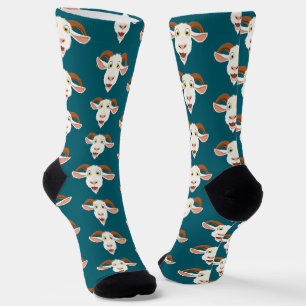 Crazy Goat Face Funny Cartoon Socken