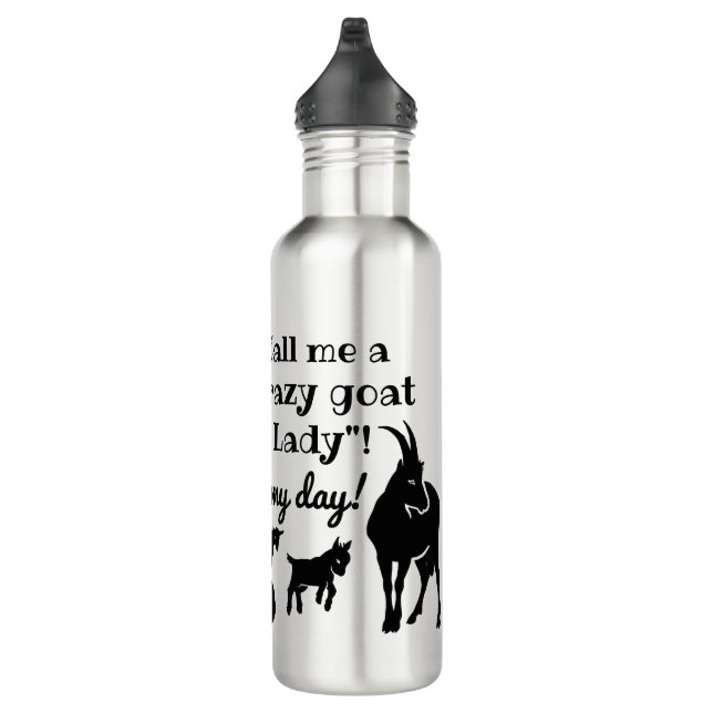 "Crazy Goat Lady" goat silhouettes for goat lovers Edelstahlflasche (Rechts)