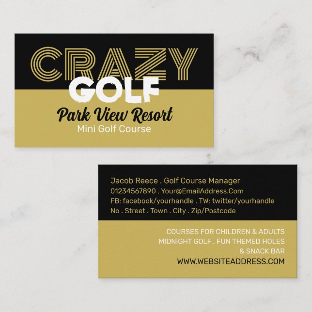 Crazy Golf Slogan, Mini Golfplatz Werbung Visitenkarte (Vorne/Hinten)