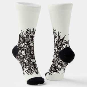 Crazy Goth Schwarz-Weiß cool Psychedelic Socken