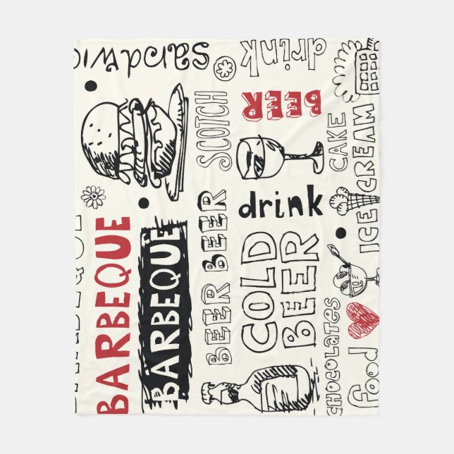 Crazy GRILLEN: Whimsical Doodle Art Fleecedecke (Vorderseite)
