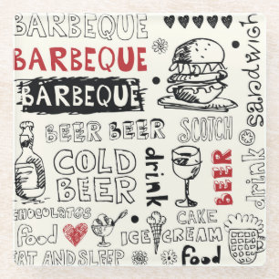 Crazy GRILLEN: Whimsical Doodle Art Glasuntersetzer