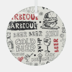 Crazy GRILLEN: Whimsical Doodle Art Ornament Aus Glas